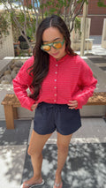 Essentials Cardigan (Pink/Red)