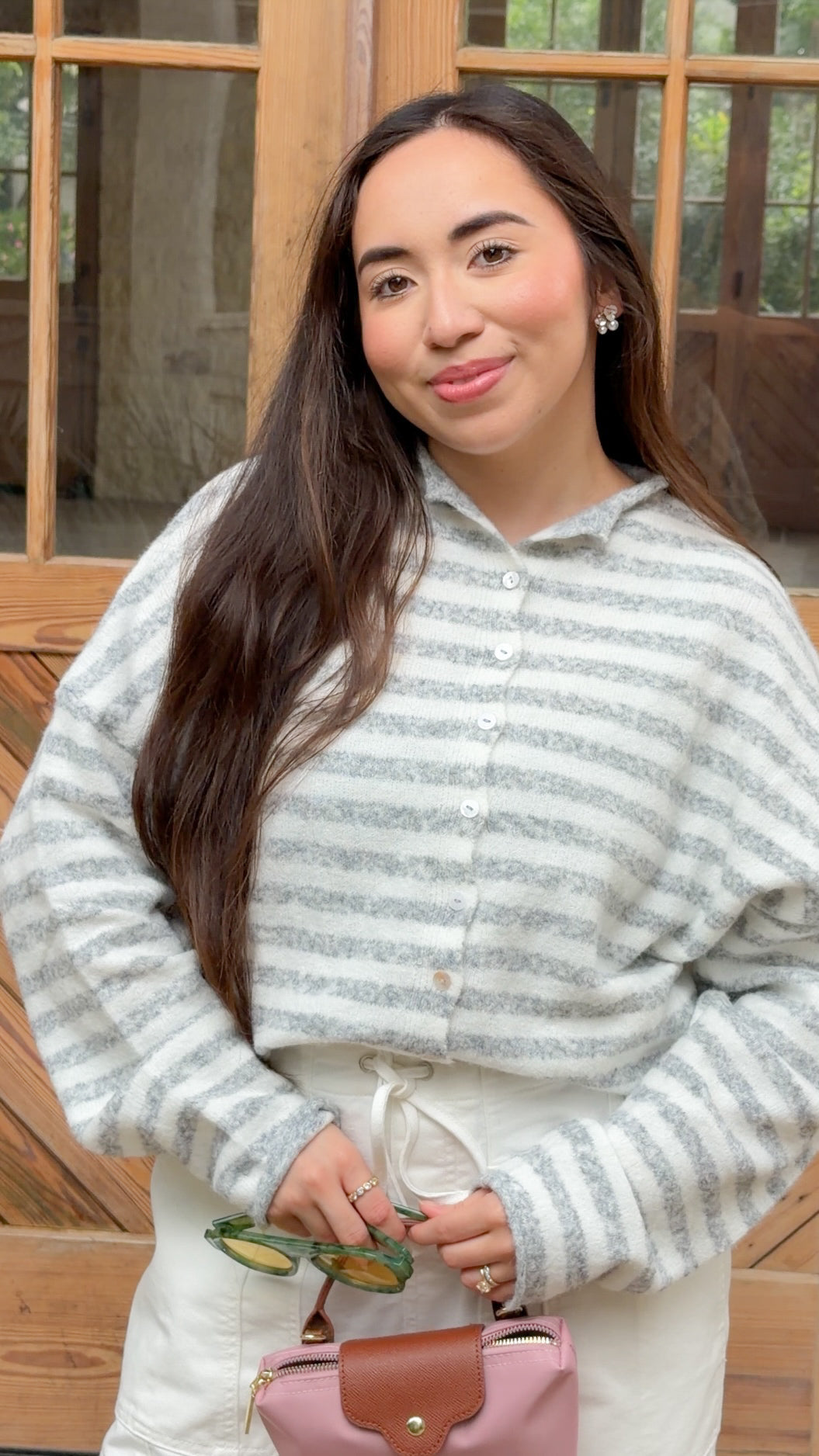 Essentials Cardigan (Grey/White)