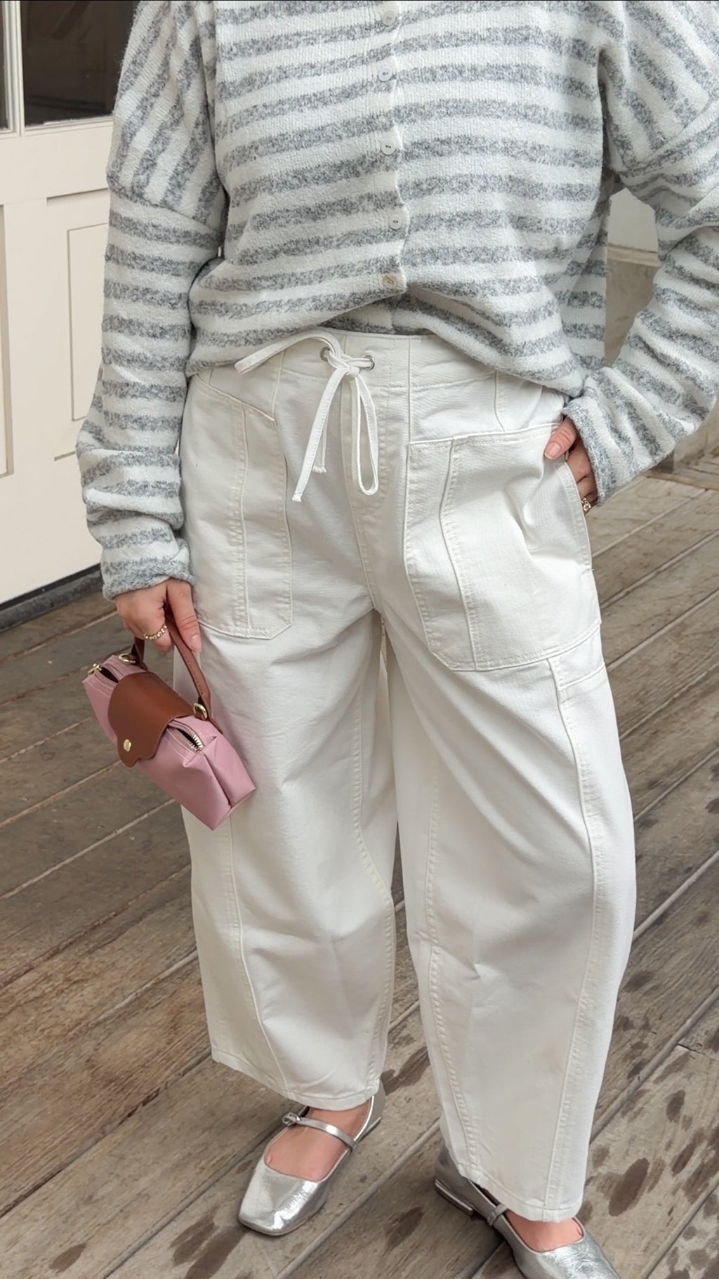 Amelia Barrel Jeans (White)