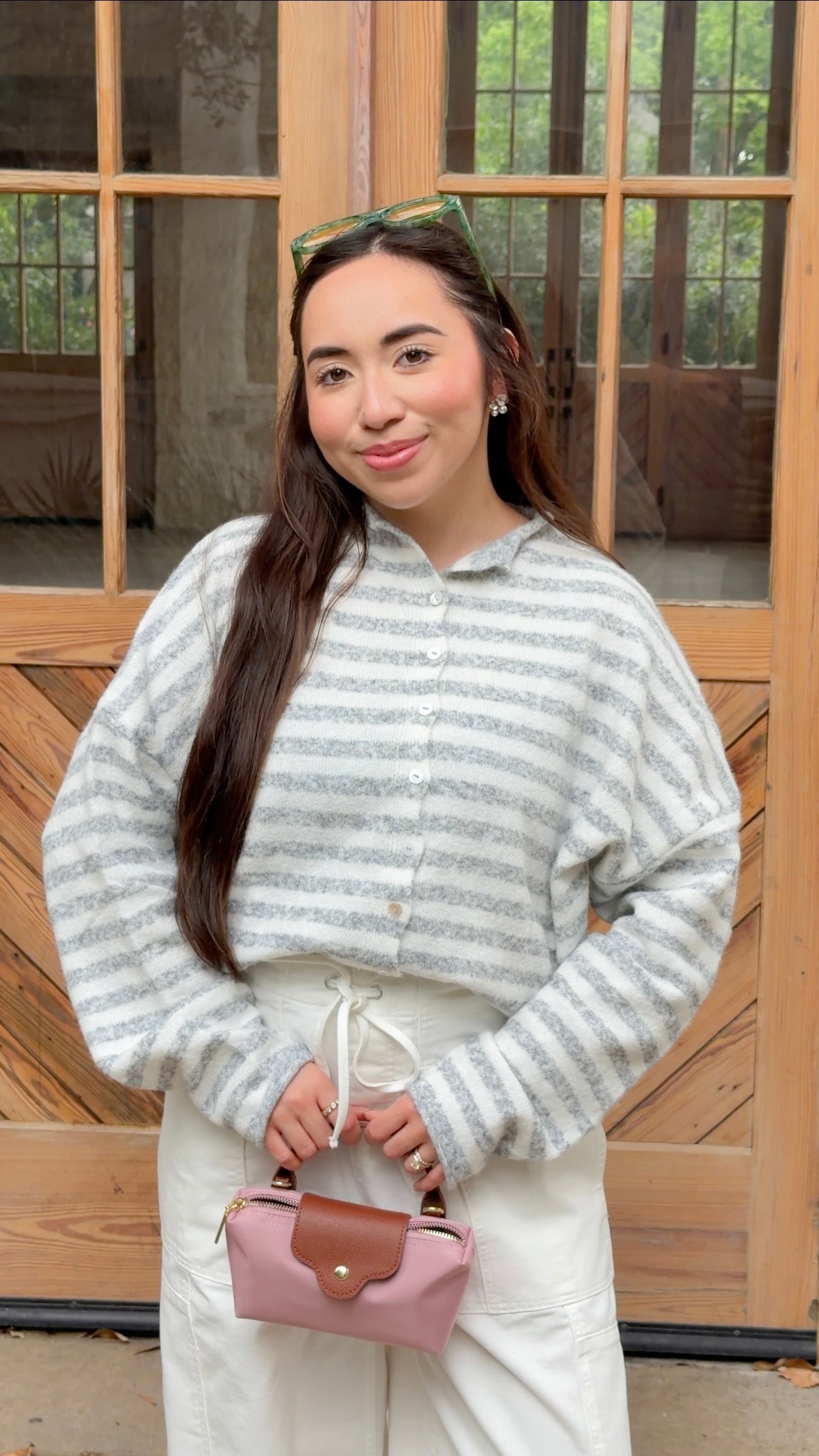 Essentials Cardigan (Grey/White)