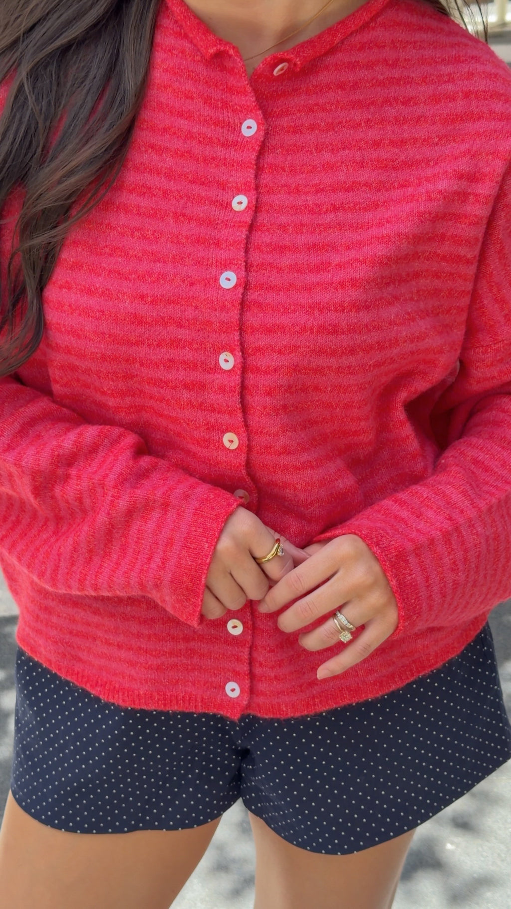 Essentials Cardigan (Pink/Red)